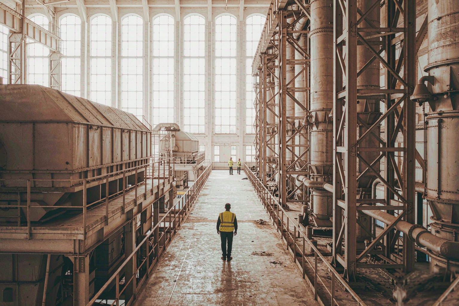 Visitor walking through a supplier production area