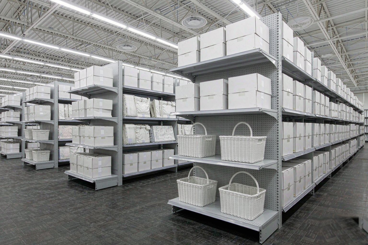 Shelving of homeware products in a distribution centre